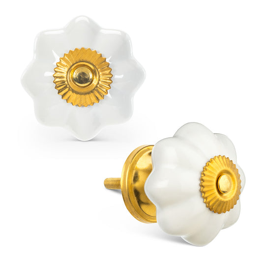 KNOB/PUMPKIN, WHITE/GOLD