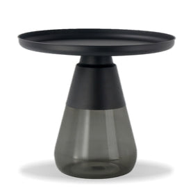 END TABLE - SMOKE GREY GLASS/MATTE BLACK ALUMINIUM