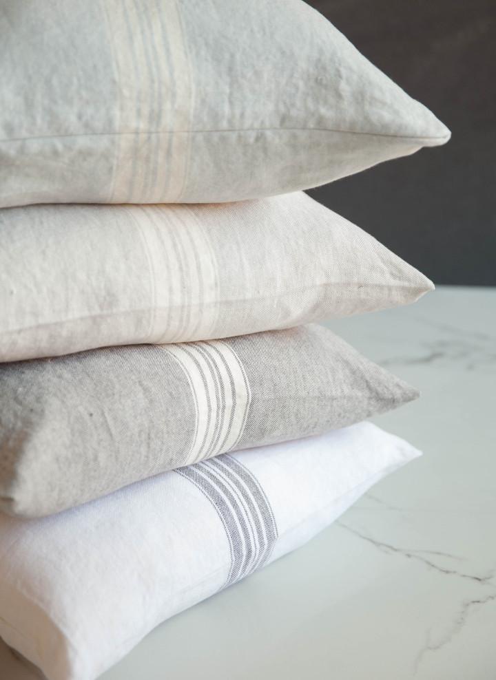PILLOW MAISON (LINEN) - BEIGE/WHITE STRIPES