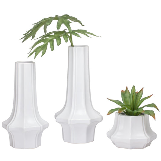 VASE, CERAMIC - WHITE
